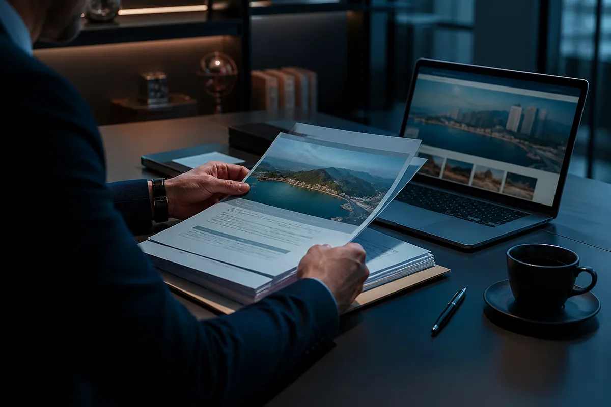 A person carefully reviewing citizenship by investment documents, highlighting the process of obtaining a second passport.